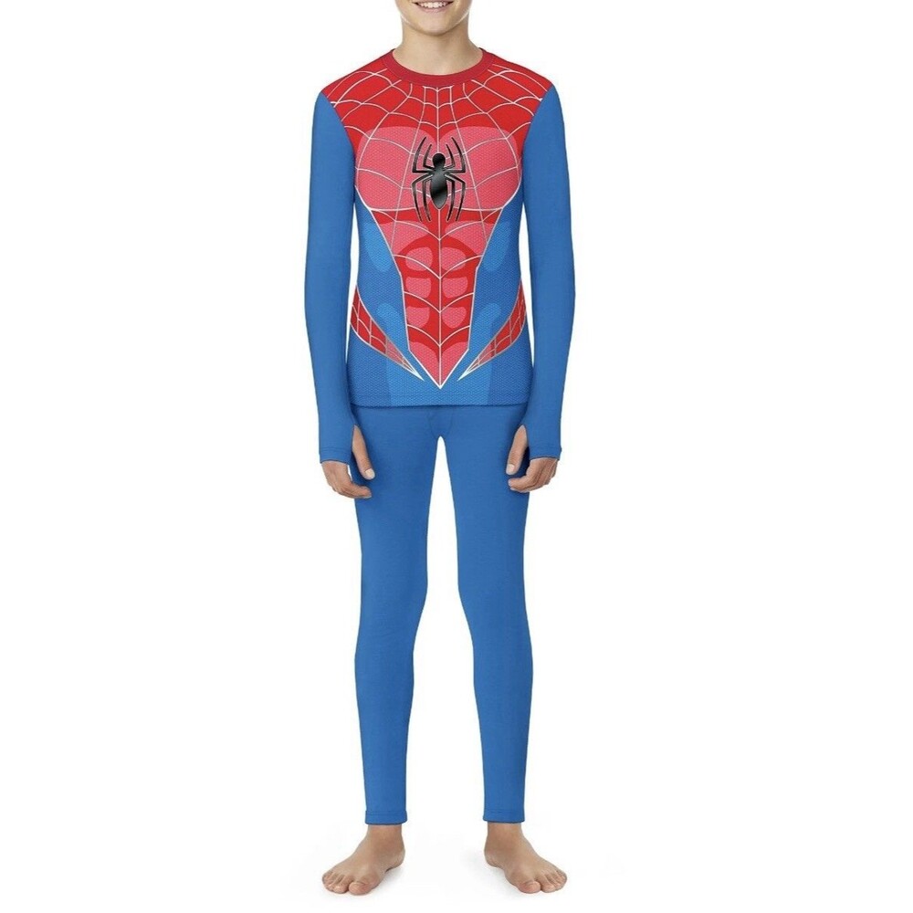 ClimateRight By Cuddl Duds Spiderman Boys S (6/7) Fun Warm Underwear Set NEW
